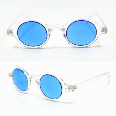Vintage Reading Sunglasses Transparent Blue Small Oval Round Full Rim 150 175 30