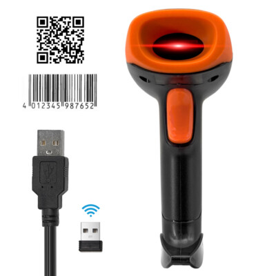 2 in 1 2.4Ghz Wireless & USB Wired 1D/2D/QR Barcode Scanner for Warehouse D0S5