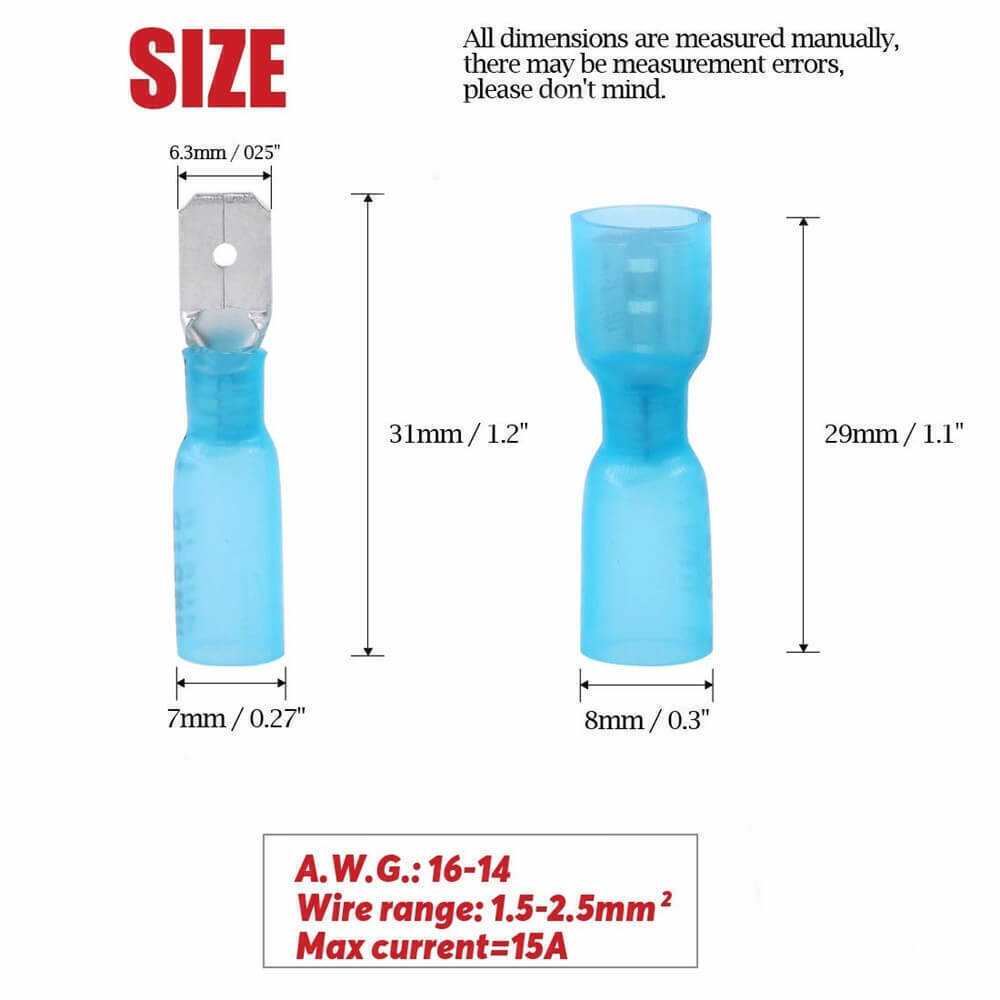 50/220PCS Heat Shrink Male Female Spade Wire Connectors Terminals Waterproof USA