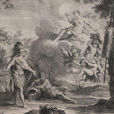 Nicolas Gabriel Dupuis Mars Venus Waffen Mythologie Rokoko Kupferstich 18 Jh