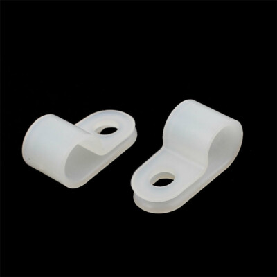 100 PCS PACK 5/16'' Inch R-Type CABLE CLAMPS NYLON White HOSE WIRE ELECTRICAL UV