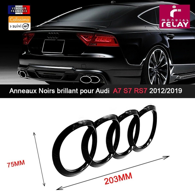 Anneaux IncurvÃ©S 203mm Noir Brillant Pour Audi A7 S7 Rs7 De Coffre Concave