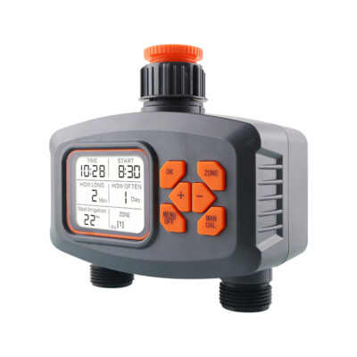 2 Zones Water Timer Programmable Irrigation Sprinkler Timer Garden Hose O6L5