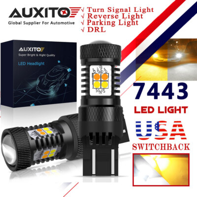 AUXITO 7443 7440 WHITE AMBER Switchback LED Turn Signal Lights Anti Hyper Flash