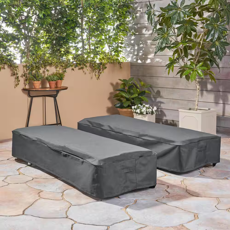 Chaise Lounge Covers Patio Waterproof Set 2 Gray Outdoor Polyester 83x30x12 Gray