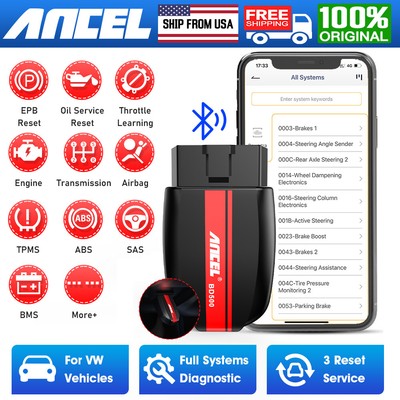 ANCEL BD500 for VW Car OBD2 Diagnostic Scanner Bluetooth All System Code Reader