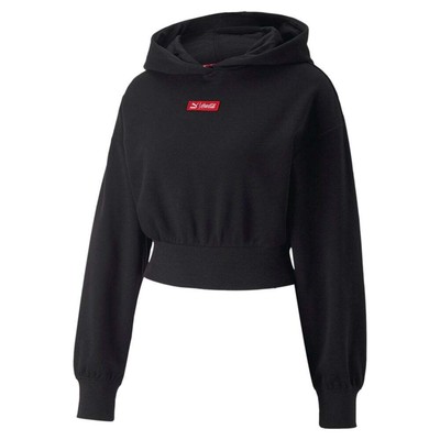 

Puma Cc X Cropped Pullover Hoodie Женская черная повседневная спортивная верхняя одежда 5361660, Черный, Puma Cc X Cropped Pullover Hoodie