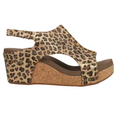 Corkys Carley Leopard Wedge Womens Gold Casual Sandals 30-5316-GLLP