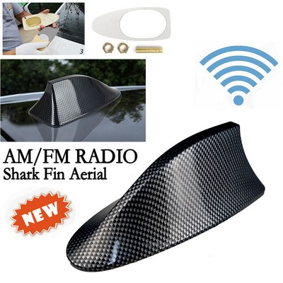 Shark Fin Roof Car Antenna Carbon Fiber Radio FM/AM Antena Radio Universal