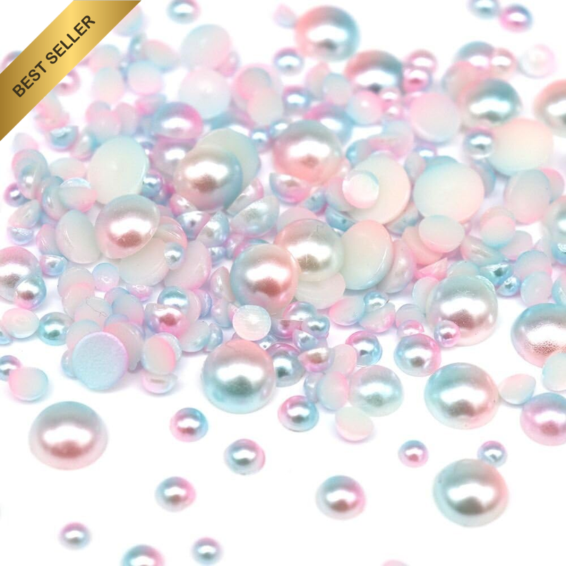 1100Pcs Abs Gradient Imitation Pearls Half round Beads Assorted Mixed Sizes 3 4