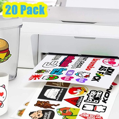 20 Sheet 8.5x11 Printable Clear Vinyl Stickers for Laser Photo Cartoon DIY Paper