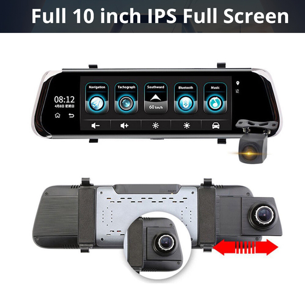 E08 10" Dual Lens Bluetooth 4G Android HD GPS Car Rearview ...