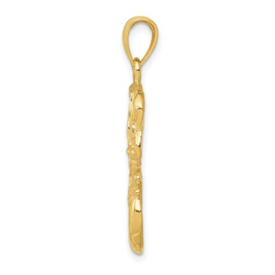 Pre-owned Superdealsforeverything Real 14kt Yellow Gold Swoosh Basketball And Net Pendant
