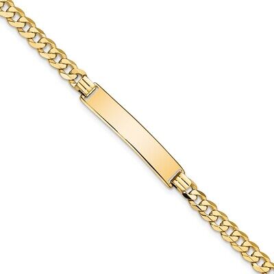 Pre-owned Superdealsforeverything Real 10kt Yellow Gold Flat Curb Link Id Chain Bracelet; 8 Inch; Lobster Clasp