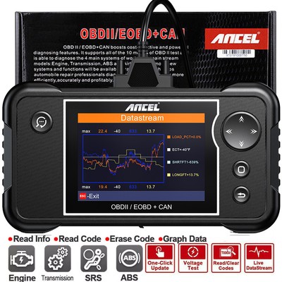 ANCEL OBD2 Diagnostic Scanner Car ABS SRS Engine Transmission Fault Code Reader
