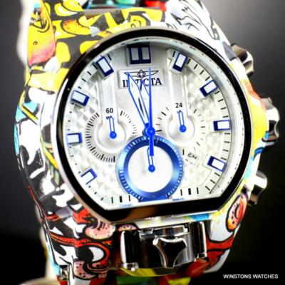 INVICTA INVICTA RESERVE BOLT ZEUS MAGNUM GRAFFITI STEEL BLUE SWISS MVT WATCH 52MM