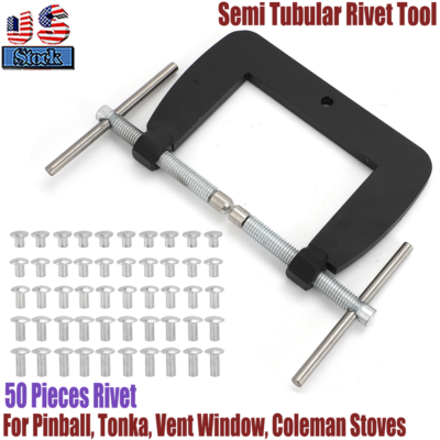 Semi Tubular Rivet Tool For 1/8" Semitubular Rivets Fixt Dies Vent Window Fix US