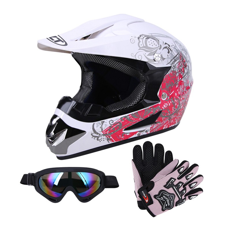 DOT Motocross Helmet Dirt Bike Offroad MX ATV Snowmobile BMX UTV /Goggles Gloves