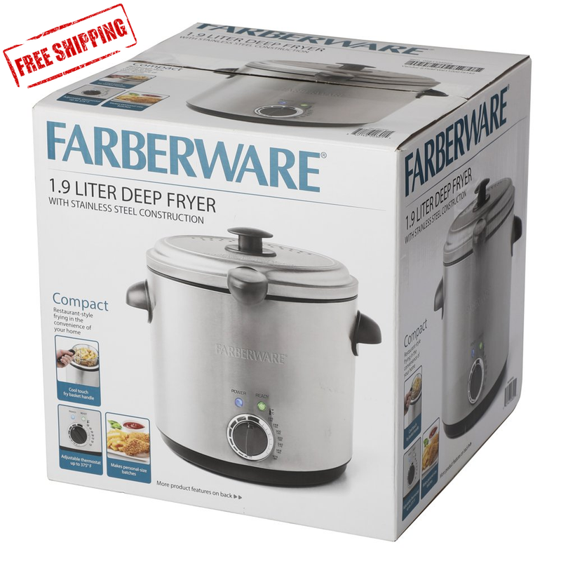 Round Deep Fryer Countertop 1.9l Oil Fries Fat Fry Kitchen 🥇🥇