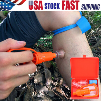 Outdoor Emergency Venom Extractor Pump First Aid Safety Snake Bite Tool Kit USA