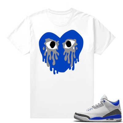 Shirt to match Racer Blue 3s Jordan Crying Heart White Tee sneaker  matching | eBay