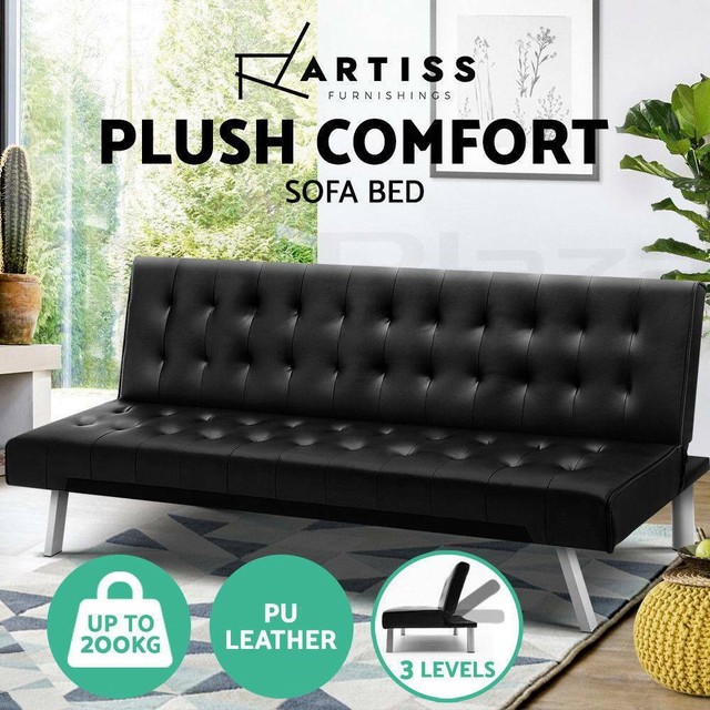 PU Leather Sofa Bed 3 Seater Tufted Recliner Lounge Futon Sofas
