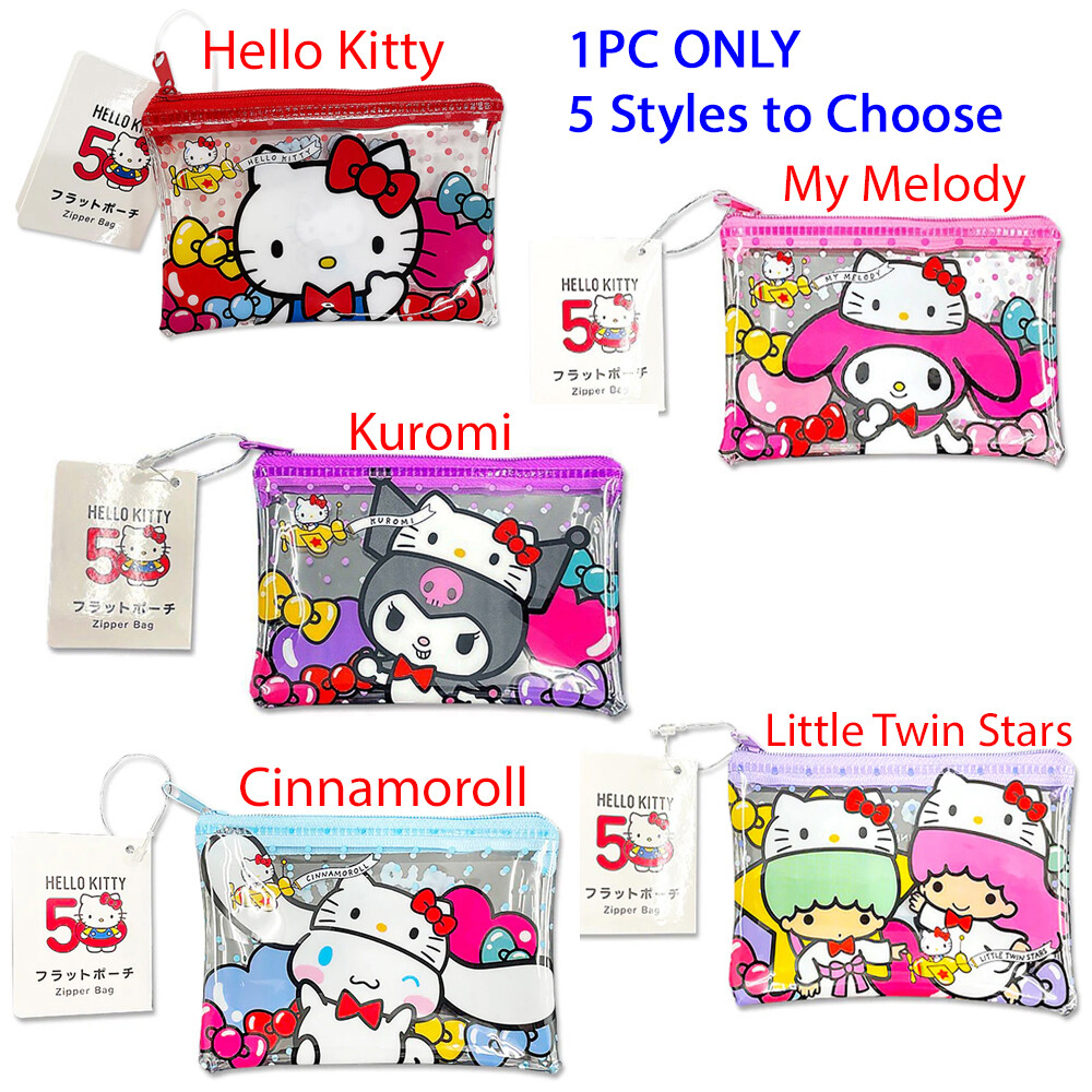 Japan Sanrio Hello Kitty 50th anniversary Flat Pouch Zipper