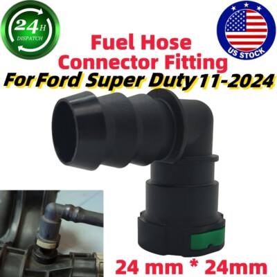 US For 11-24 Ford 90Deg Elbow 2 Button Quick DEF Tank Connector 24x24mm 1-IN