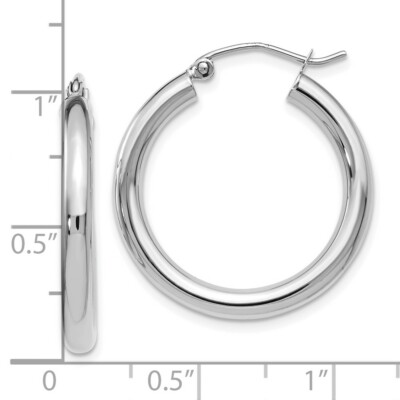 Pre-owned Skyjewelers Real 14kt White Gold Polished Hoop Earrings