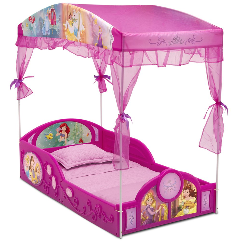 Girls Disney Princess Toddler Bed Set Canopy Frame Kids Bedroom Furniture New