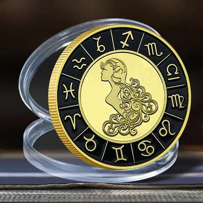 Jungfrau Sternzeichen Gedenkmünze | Virgo Zodiac Coin Glücksmünze Astrology Gift