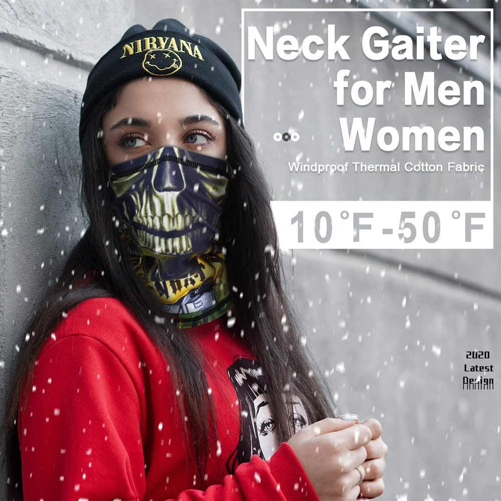 3D Print Fleece Neck Warmer Gaiter Winter Face Mask Scarf Halloween Ski Bandana