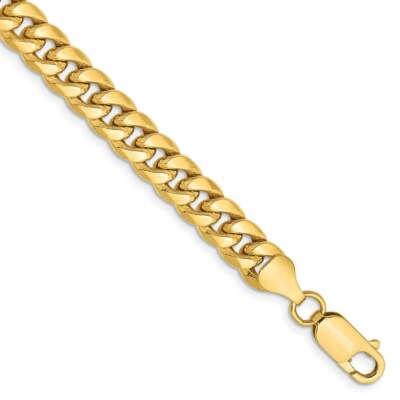 Pre-owned Superdealsforeverything Real 14kt Yellow Gold 6.75mm Semi-solid Miami Cuban Chain Chain Bracelet; 7 Inch