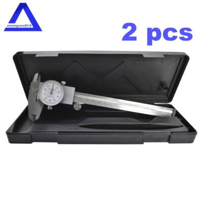 2 Pack 6''/0.001'' Premium Precision Dial Caliper Stainless Steel Shockproof