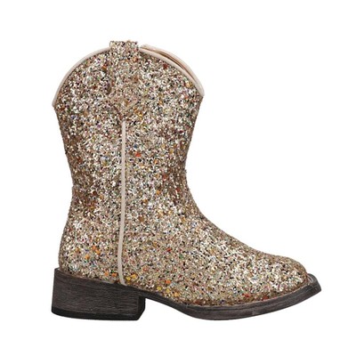 

Roper Glitter Galore Square Toe Cowboy Toddler Girls Gold Casual Boots 09-017-1, Золотой, Roper Glitter Galore Square Toe Cowboy Toddler