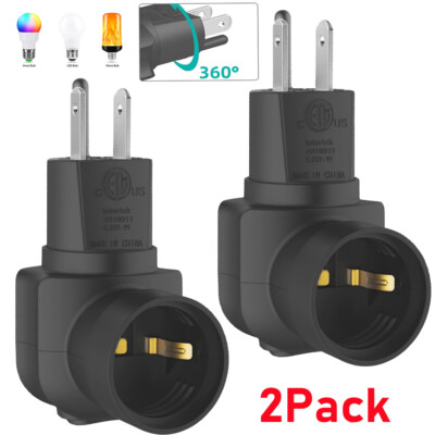 2X 3-Prong Outlet to Socket Adapter E26/E27 Plug-in Light Socket w/On/Off Switch