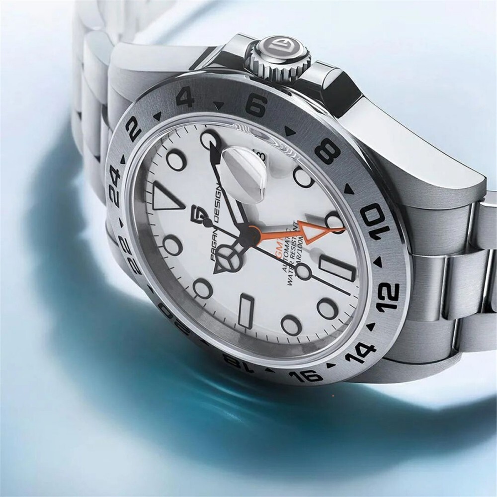 Pre-owned Pagani Design Mens Automatic Mechanical Gmt Watch Nh34 Movement Sapphire Glass 100m Waterproof