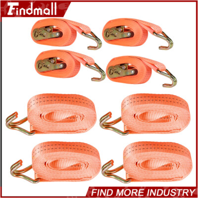 Findmall 4 Pack 1.5'' x 20 Ft 4000 lbs Ratchet Straps J Hook Heavy Duty Tie Downs