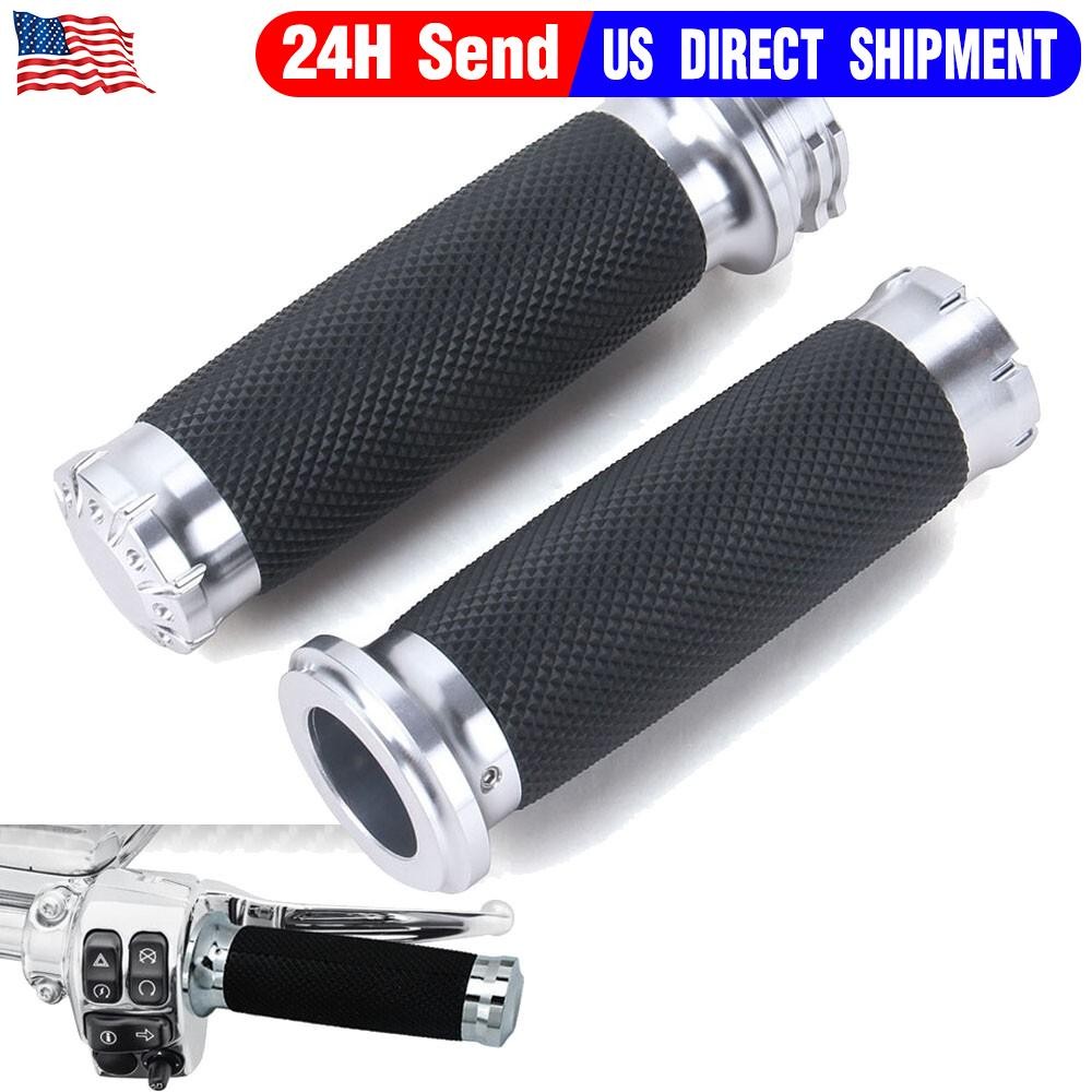 1 Inch Chrome Handlebar Hand Grips Cable Throttle Compatible For Motorcycle