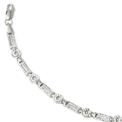 Pre-owned Superdealsforeverything Real 14kt White Gold Diamond Cut Chain Bracelet; 7 Inch; Lobster Clasp