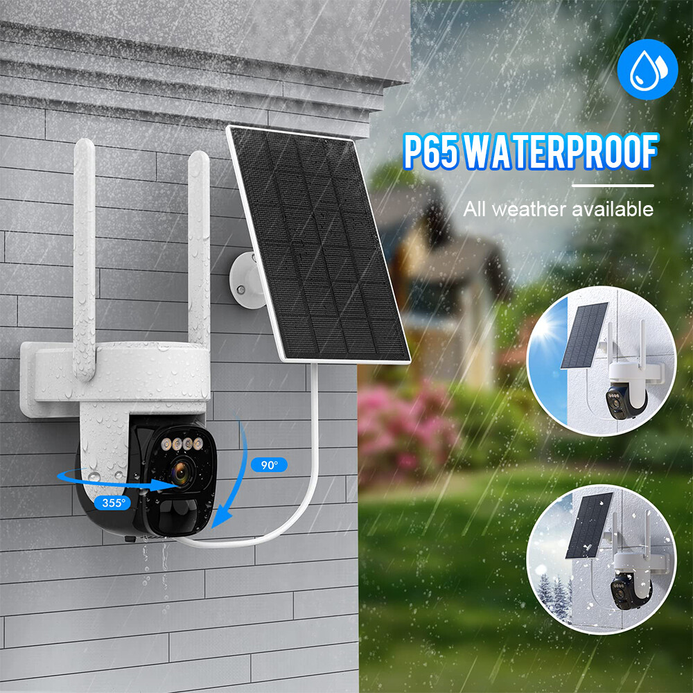 Solar Battery Powered Wireless WiFi Outdoor Pan/Tilt Home Security Camera System