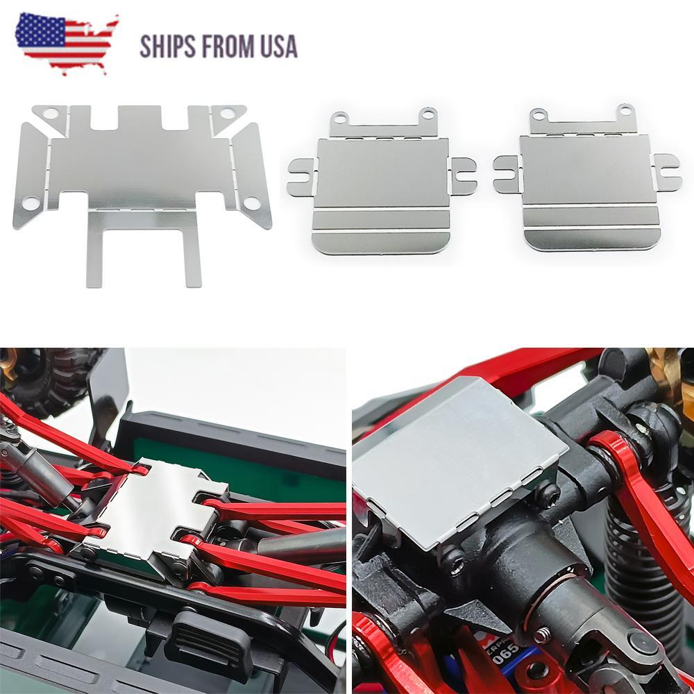 3Pcs Steel Chassis Armor Skid Plate Axle Protector for RC 1/18 Traxxas TRX4M Car