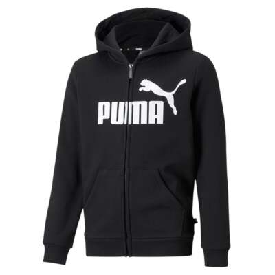 Толстовка с капюшоном на молнии Puma Essentials Logo Full Zip для мальчиков, черная 58696701