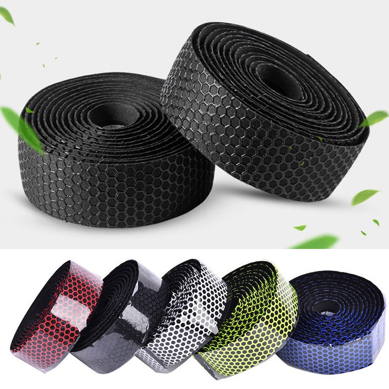 2x Road Race Bike Bicycle Cycling Handlebar Tape Ribbon Rubber Foam Wrap 2 Plugs