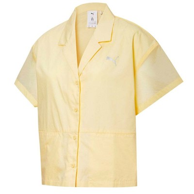 

Рубашка с коротким рукавом на пуговицах Puma Camp Collared X Liu Wen Womens Yellow Casual T, Желтый