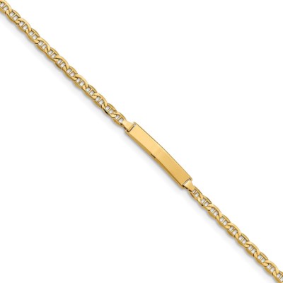 Pre-owned Superdealsforeverything Real 14kt Yellow Gold Semi-solid Anchor Link Id Bracelet; 7 Inch
