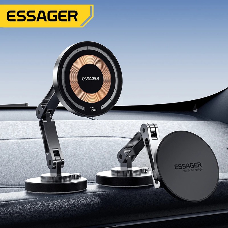 Magnetic Wireless Charger Car Phone Holder 15W Fast Charging Easy Paste Mount St