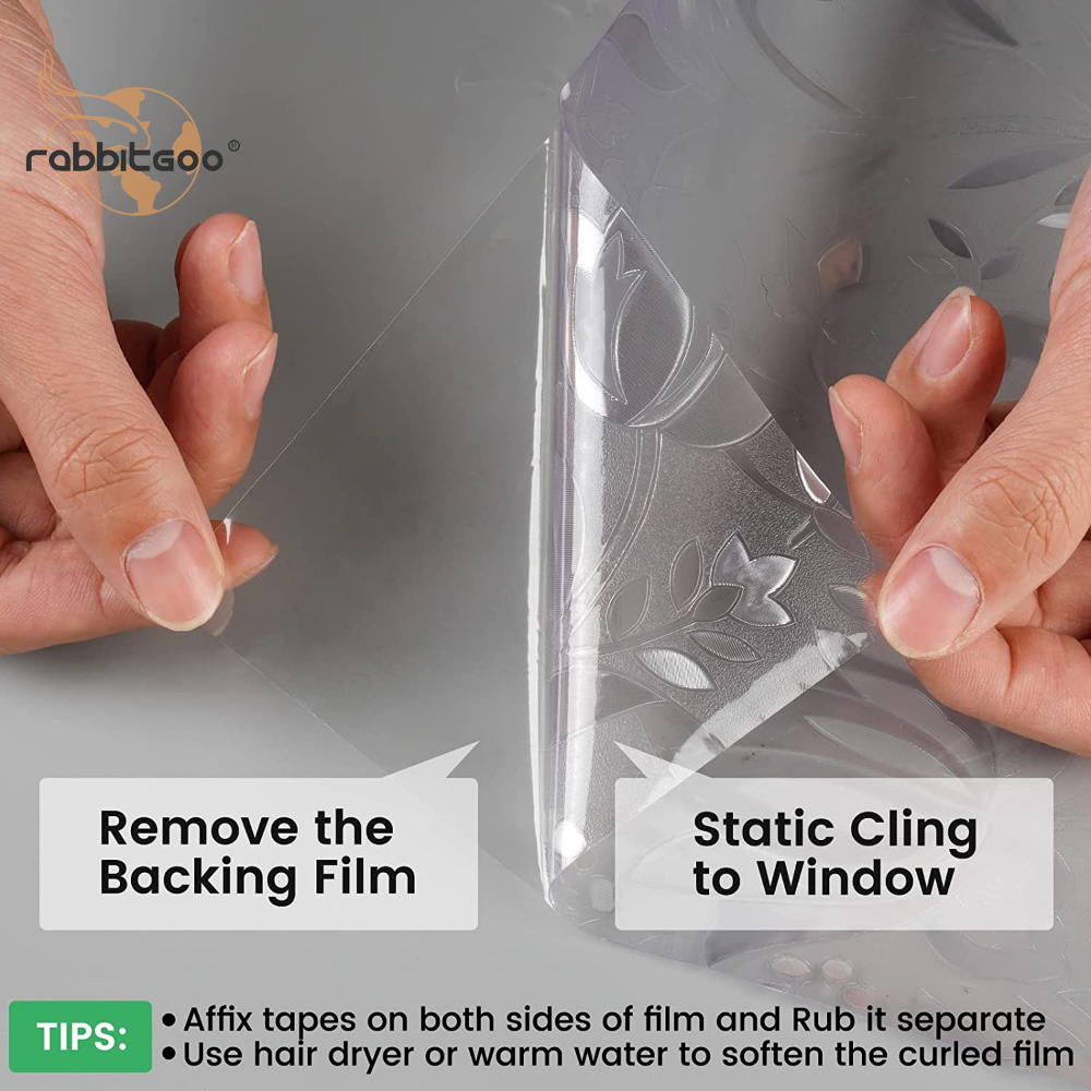 rabbitgoo 3D Decorative Window Film Stained Glass Film Rainbow Frosted Flowers