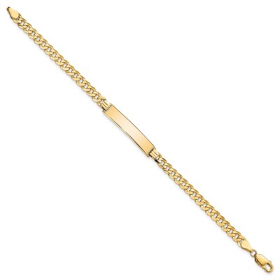 Pre-owned Superdealsforeverything Real 10kt Yellow Gold Flat Curb Link Id Chain Bracelet; 8 Inch; Lobster Clasp