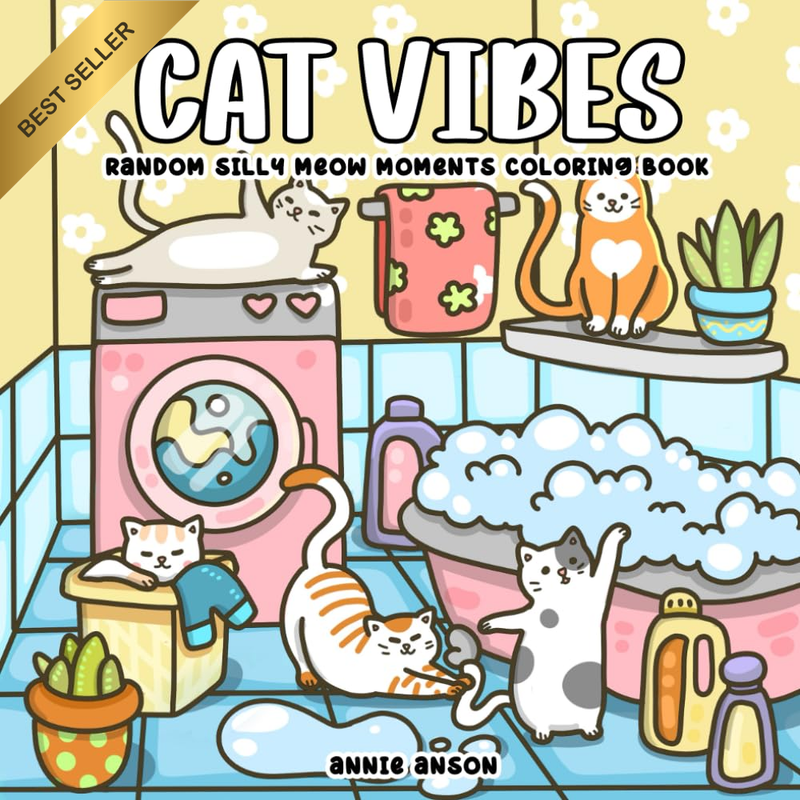 Cat Vibes, Silly Meow Moments Coloring Book for Teens & Adults: Cute & Cozy Illu